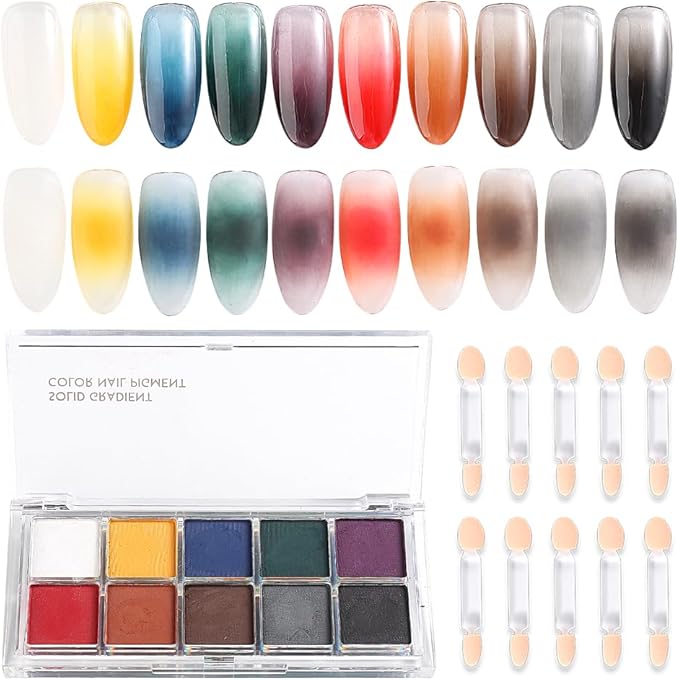 10 Colors Solid Fluorescent Neon Pigment Powder Set Gradient Iridescent Aurora Mermaid Pearl Glitter Dust Kit for Home Salon Nail Art Designs-GlimoraGlow