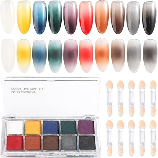 10 Colors Solid Fluorescent Neon Pigment Powder Set Gradient Iridescent Aurora Mermaid Pearl Glitter Dust Kit for Home Salon Nail Art Designs-GlimoraGlow