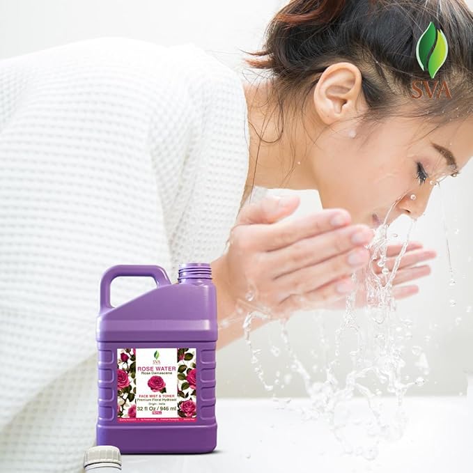 SVA Rose Water - 32 Fl oz - Refreshing Rose Water Spray for Skin Care, Skin Hydration, Bath, Soaps, Haircare & Aromatherapy-GlimoraGlow