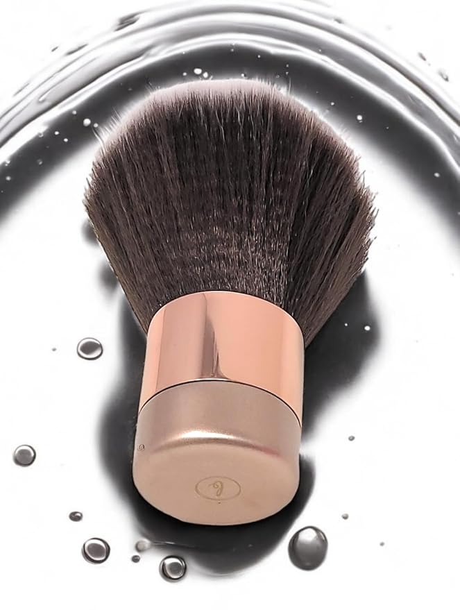Luxurious and Large Soft Fluffy Powder Brush, Use as a Spray Tan Finishing Tool, Multipurpose Face and Body Barber and Beauty Tool, Large Kabuki Brush by BevyGold (Rosegold)-GlimoraGlow