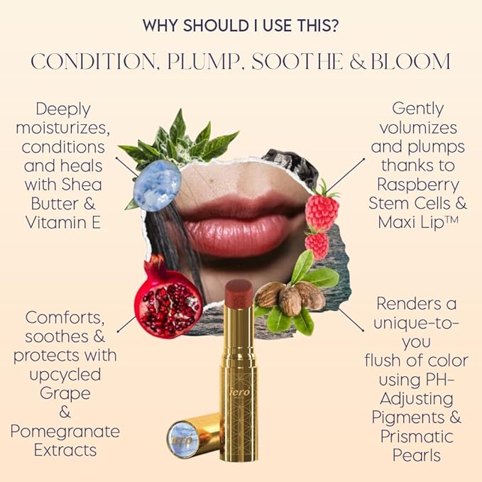 ieró Beauty Moonkissed Luminous PH Tinted Lip Balm w/Shea Butter & Vitamin E, Lip Care Moisturizer, Lip Plumper for Soft & Supple Lips, Paraben Free, Vegan, Sheer Red w/Copper-Red Shimmer-GlimoraGlow