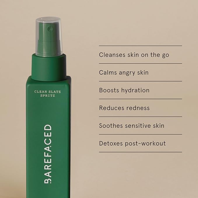 Barefaced Clean Slate Spritz 4 Fl Oz - Hypochlorous Acid Mist for Face & Body, Cleanses Skin on the Go, Setting Spray For Makeup, Boosts Hydration, Reduces Redness, and Soothes Sensitive Skin-GlimoraGlow