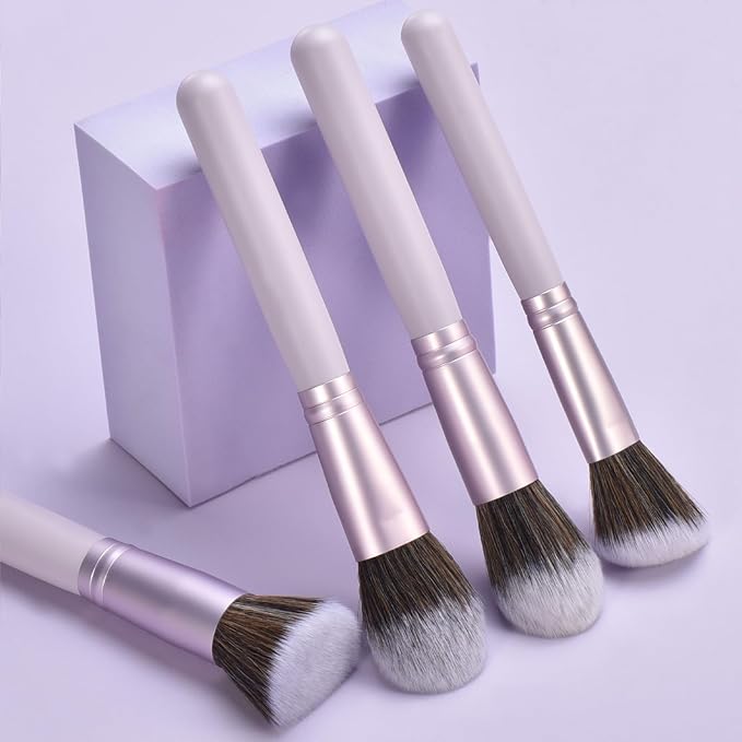 10 Piece Purple Makeup Brushes - Wooden Handle with Soft Synthetic Bristles,for Face & Eye Makeup|Professional Makeup Brushes set for Women & Girls|-GlimoraGlow
