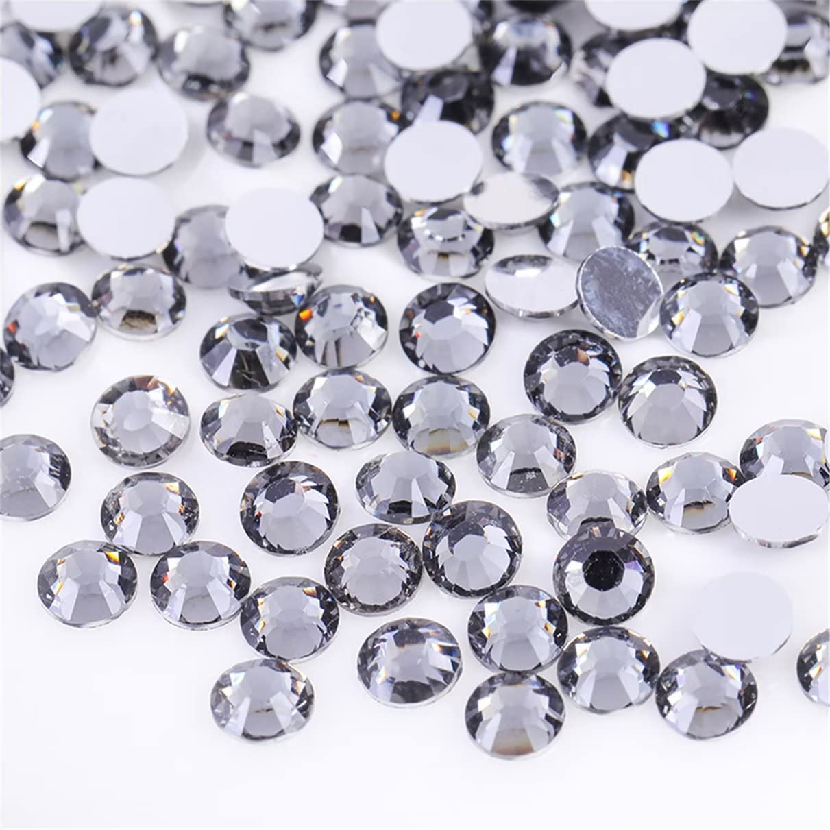 1000 Pieces SS20 5mm Flatback Rhinestones Clear Glass Round Gems Crystals for Nail Art DIY Crafts Clothes Shoes Bags （Light Grey）-GlimoraGlow