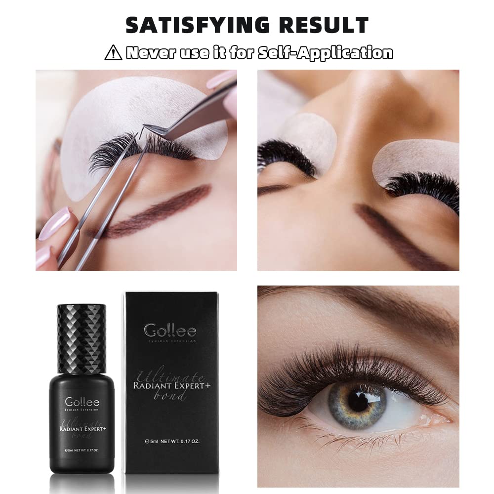Eyelash Extension Glue - 0.5 Sec Fast Drying, 8 Week Retention (0.17fl.oz / 5ml) Waterproof Black Adhesive for Semi-Permanent Lash Extensions - Professional Use Only-GlimoraGlow