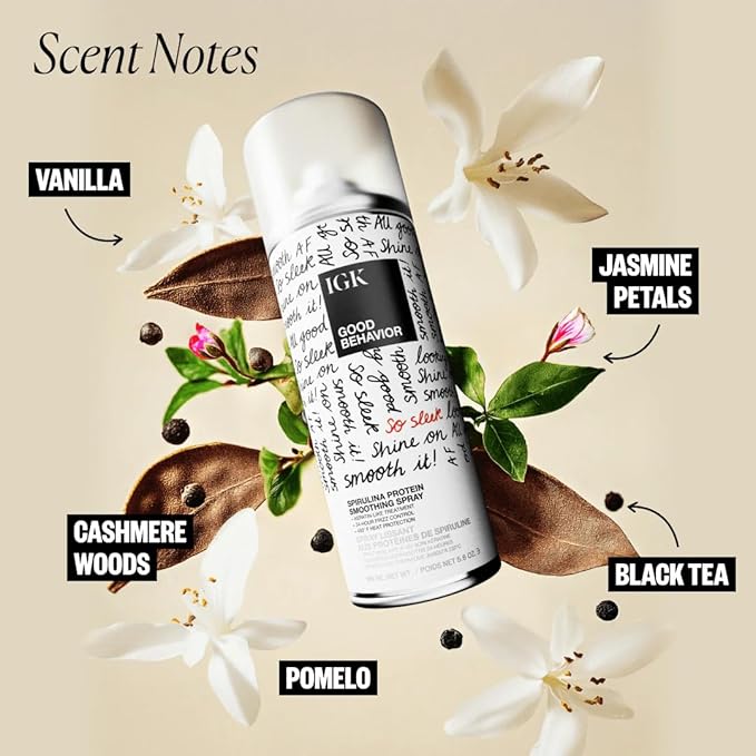 IGK GOOD BEHAVIOR Smoothing Frizz Fighters Set | 4-in-1 Prep Spray + Spirulina Protein Smoothing Spray | Frizz Control + Heat Protectant | Vegan + Cruelty Free-GlimoraGlow