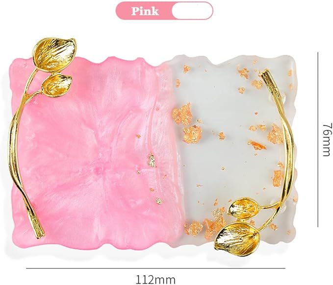 2023 Retro Nail Art Palette, Nail Painting Mixed Color Palette with Leaves Handle, Nail Holder Gel Color Makeup Display Board Pallet (Pink)-GlimoraGlow