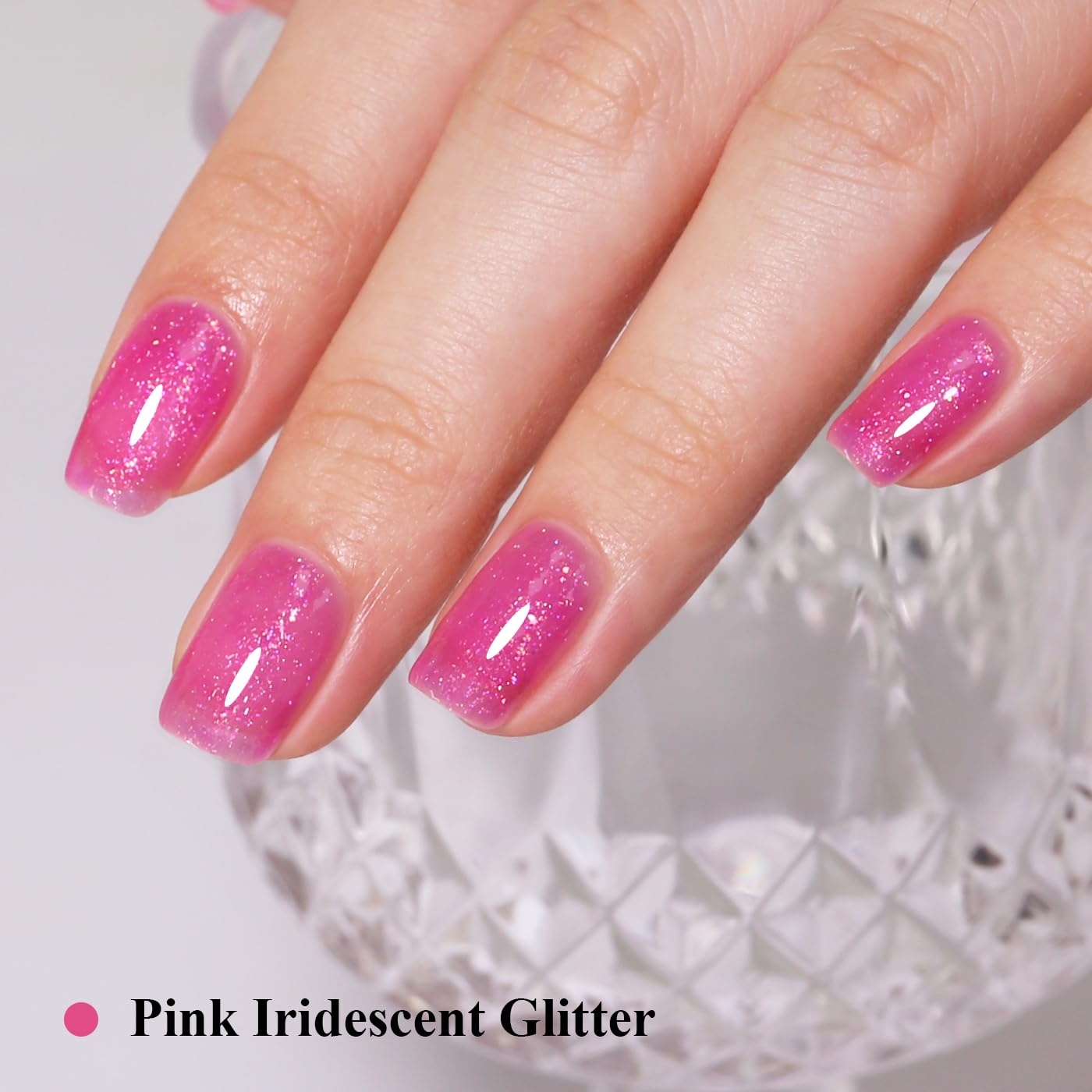 Imtiti Glitter Gel Nail Polish, Pink Iridescent Glitter Gel Polish Diamond Shimmer Sparkle Soak Off UV LED Nail Gel Polish spring summer Manicure 10ML-GlimoraGlow