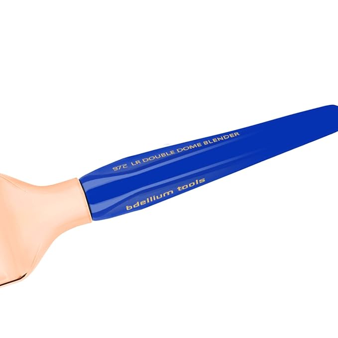 Bdellium Tools Professional Makeup Brush - Golden Triangle 971 Large Slanted Double Dome Blender - With All Vegan and Soft Synthetic Fibers, For Foundation Application & Blending (Blue, 1pc)-GlimoraGlow