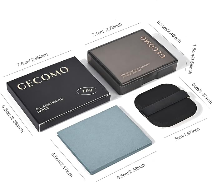 KYDA 200 Sheets Bamboo Charcoal Oil Blotting Paper with Mirror and Puff, Refills Included, Face Oil Absorbing Sheets, Makeup Friendly Oil Control Paper, Travel Size Oil Control Film-GlimoraGlow