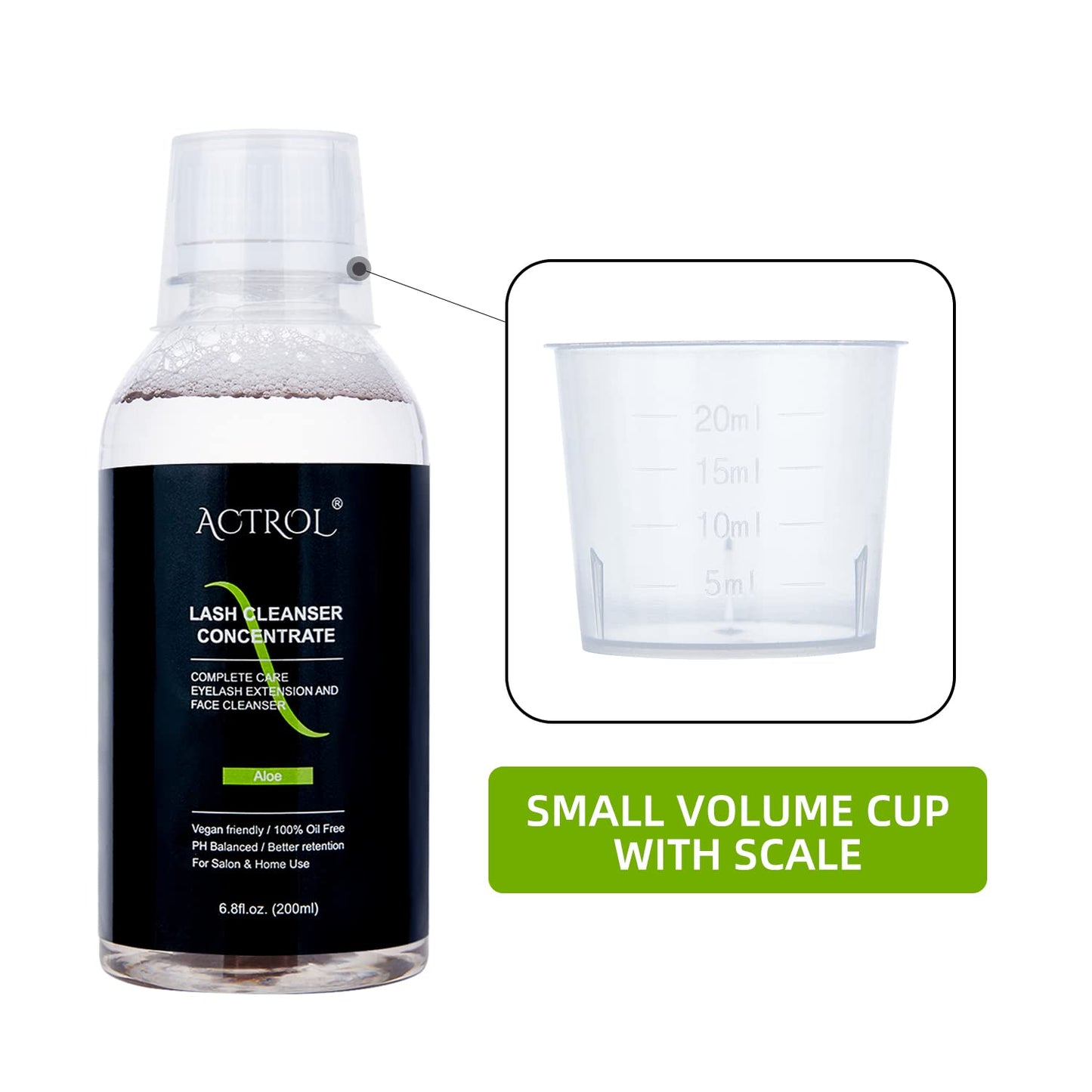 Eyelash Cleanser Concentrate 200ml Aloe Professional Lash Shampoo Foaming Cleanser Lash Wash Concentrate for Extensions Lashes with Salon Home Care-Makes 40 Bottles-GlimoraGlow