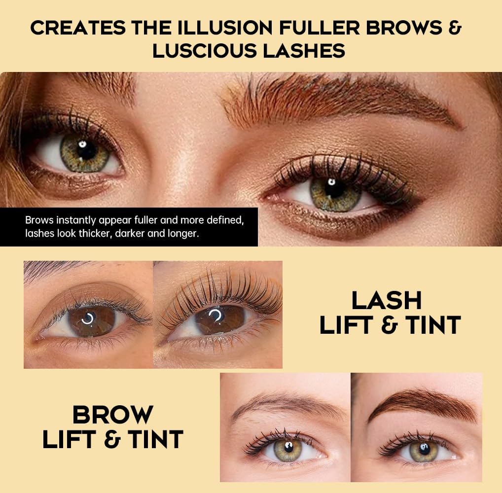 Lash Lift Kit 4 in 1 Brow Lamination Kit, Professional Eyelash Perm Kit for Beginner Salon Quality at Home with Long-Lasting Natural Brown Color-GlimoraGlow