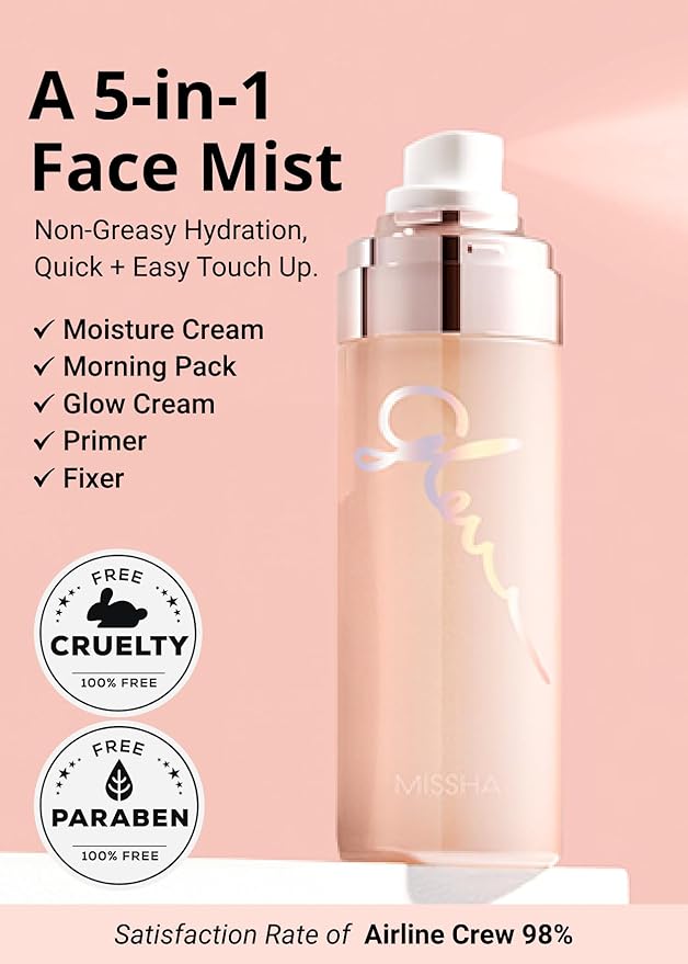 MISSHA Glow Skin Balm To Go Mist, 4-in-1 Hydrating, Refreshing, Makeup-Enhancing, Portable Dewy Glow Spray-GlimoraGlow