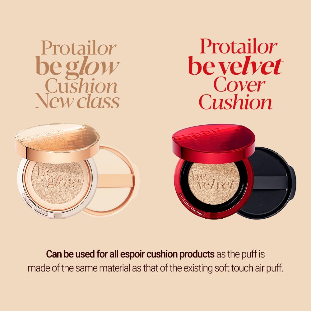 Espoir Be Velvet Air Puff 5ea | Flawless Face Makeup Fast and Easily | Makeup Sponge Applicator Air Cushion Powder Puff for Liquid Foundation, Cream, Powder, Concealer | Korean Base Makeup Tools-GlimoraGlow