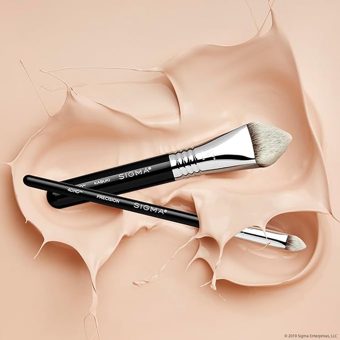 Sigma Beauty 4DHD Kabuki Brush – Pyramid-Shaped Kabuki Makeup Brush for Blending Concealer and Powder on Spots, Scars, Crevices and Under Eye - Offers Precise Application & Detailed Coverage-GlimoraGlow