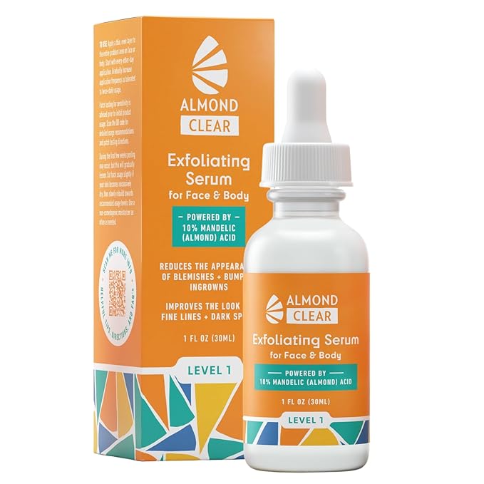 Face & Body Clearing Serum, Level 1- for acne, folliculitis, aging skin, ingrown hairs, dark spots - face, chest, butt, back, thighs, arms - mandelic acid - 1 fl oz-GlimoraGlow