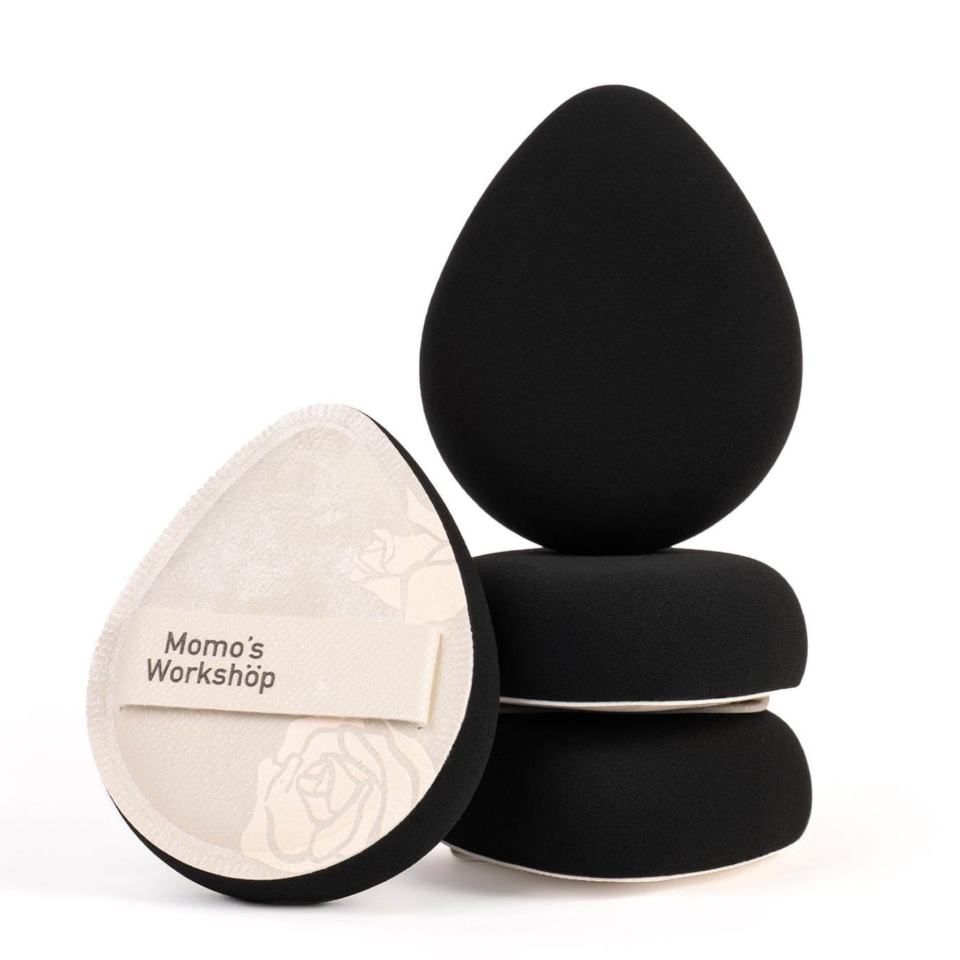 Satin White Egg Makeup Sponge,Firm Bounce Rubycell,Cushion Sponge with Wide PU Leather for Quick-Dry/Full Coverage Foundations, Cosmetic Puff,2pcs Beauty Puffs&Storage Case-GlimoraGlow