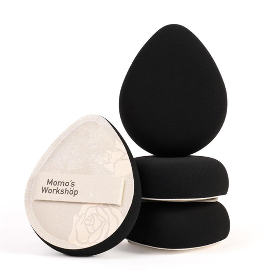 Satin White Egg Makeup Sponge,Firm Bounce Rubycell,Cushion Sponge with Wide PU Leather for Quick-Dry/Full Coverage Foundations, Cosmetic Puff,2pcs Beauty Puffs&Storage Case-GlimoraGlow