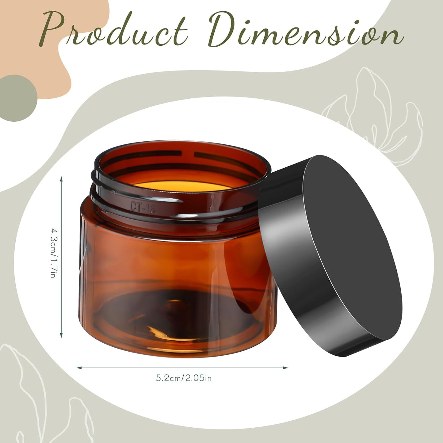 200 Pcs 2 oz Amber Plastic Cosmetic Container Jars with Lid Round Plastic Clear Jars Small Travel Containers for Storage Makeup Creams Lotion Ointments-GlimoraGlow