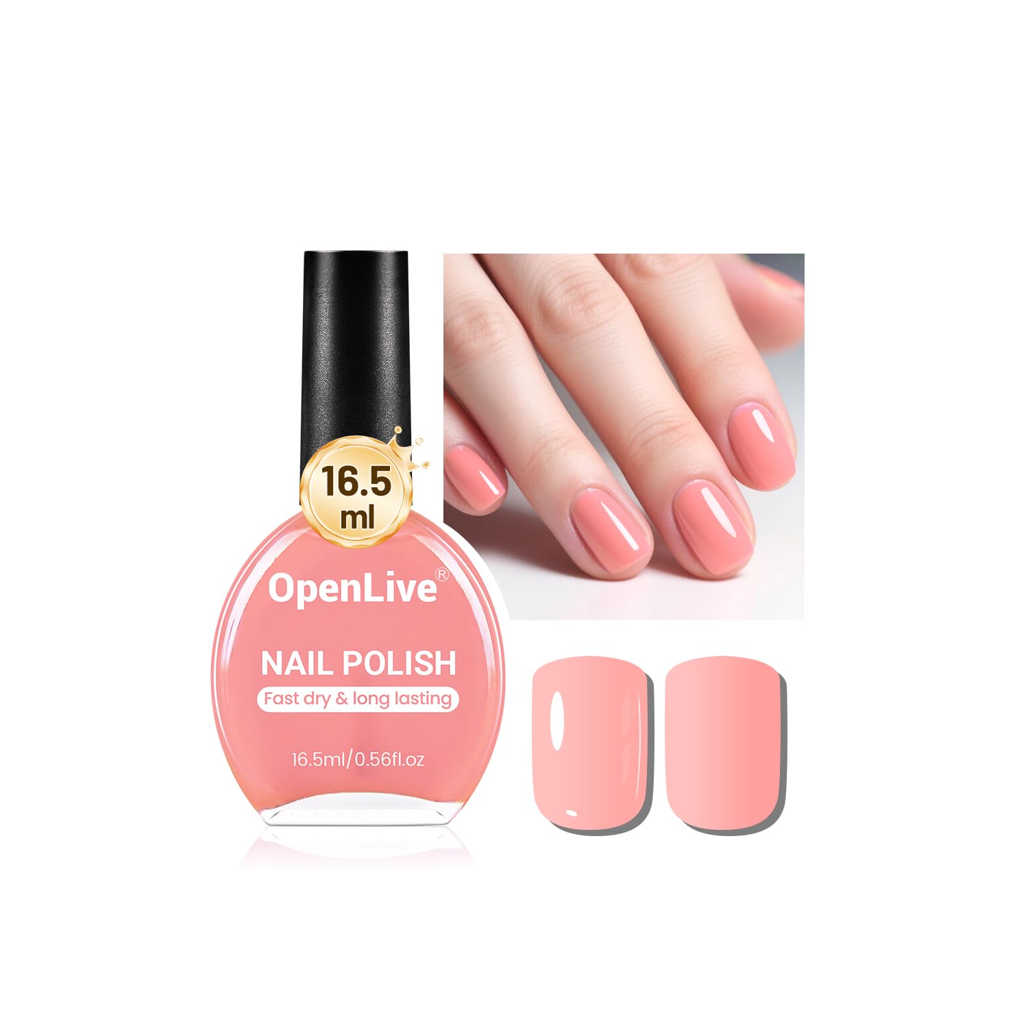 16.5ml Soft Pink Nail Polish Large Volume Quick Dry Nail Polish, Long Lasting Shine, Fingernail Toenail Nail Art DIY Home Travel Nail Art Gift-GlimoraGlow