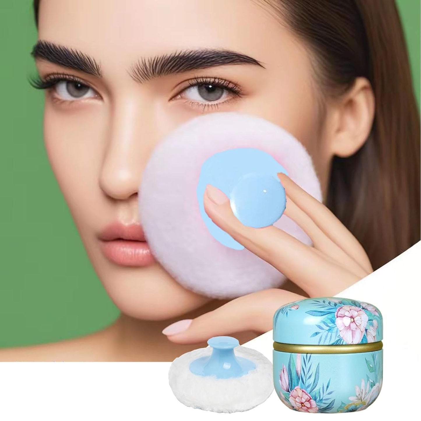 Body Powder Puff and Container, 3.35" Portable Dusting Powder Container with Soft Puff Loose Powder Case Box Jar with Lids for Baby Women Home and Travel Use-GlimoraGlow