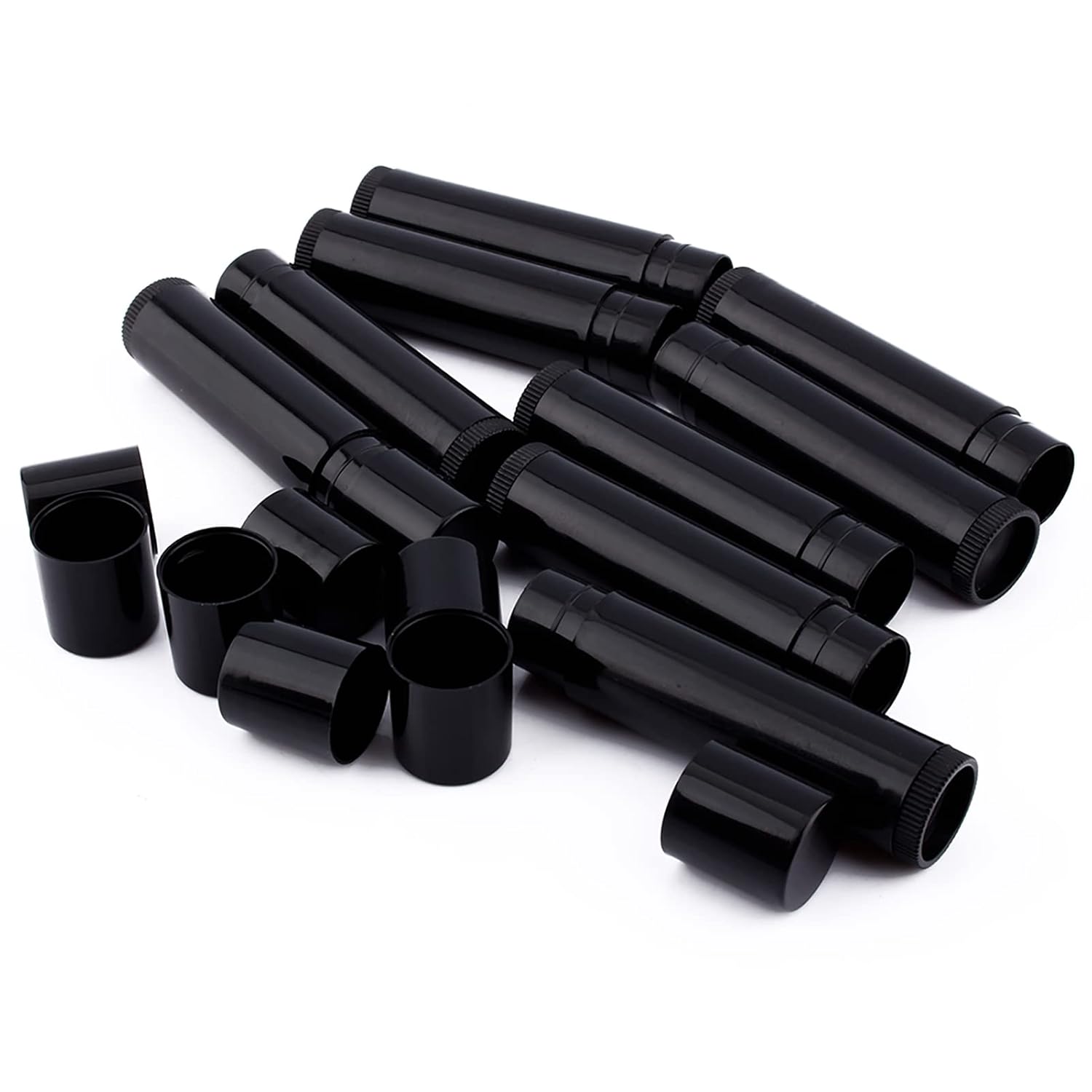 100 PCS Lip Balm Containers, 5 ML Chapstick Tubes Empty, Lip Balm Tubes, with Cap, for Girls, Lip Gloss 62 MM x 14 MM, Black-GlimoraGlow