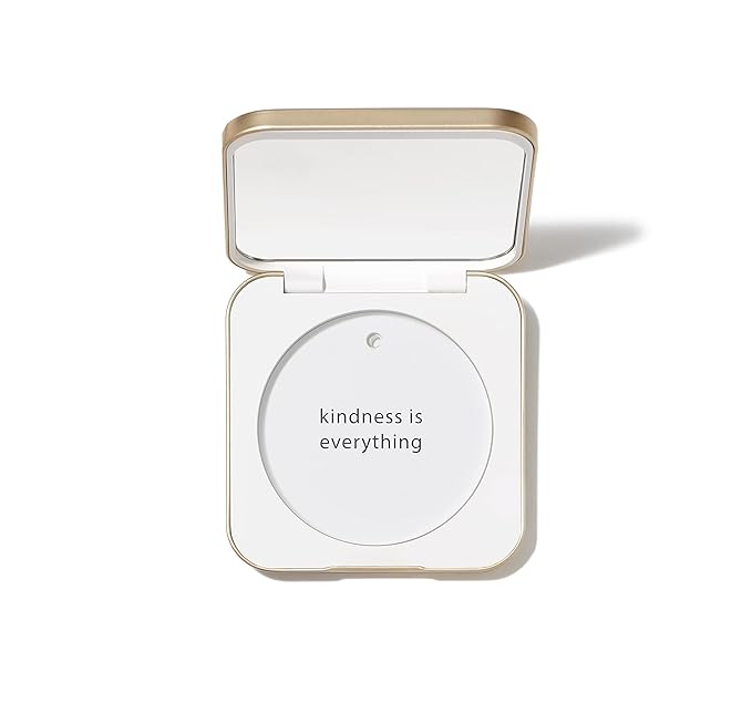 jane iredale Refillable Compact | Aluminum Shell & Magnetic Closure | Interior Mirror for On-The-Go Use | Compatible with all Powder Refills | White-GlimoraGlow