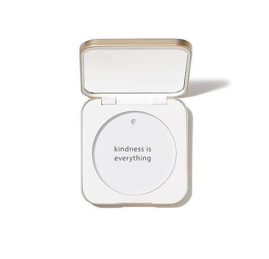 jane iredale Refillable Compact | Aluminum Shell & Magnetic Closure | Interior Mirror for On-The-Go Use | Compatible with all Powder Refills | White-GlimoraGlow