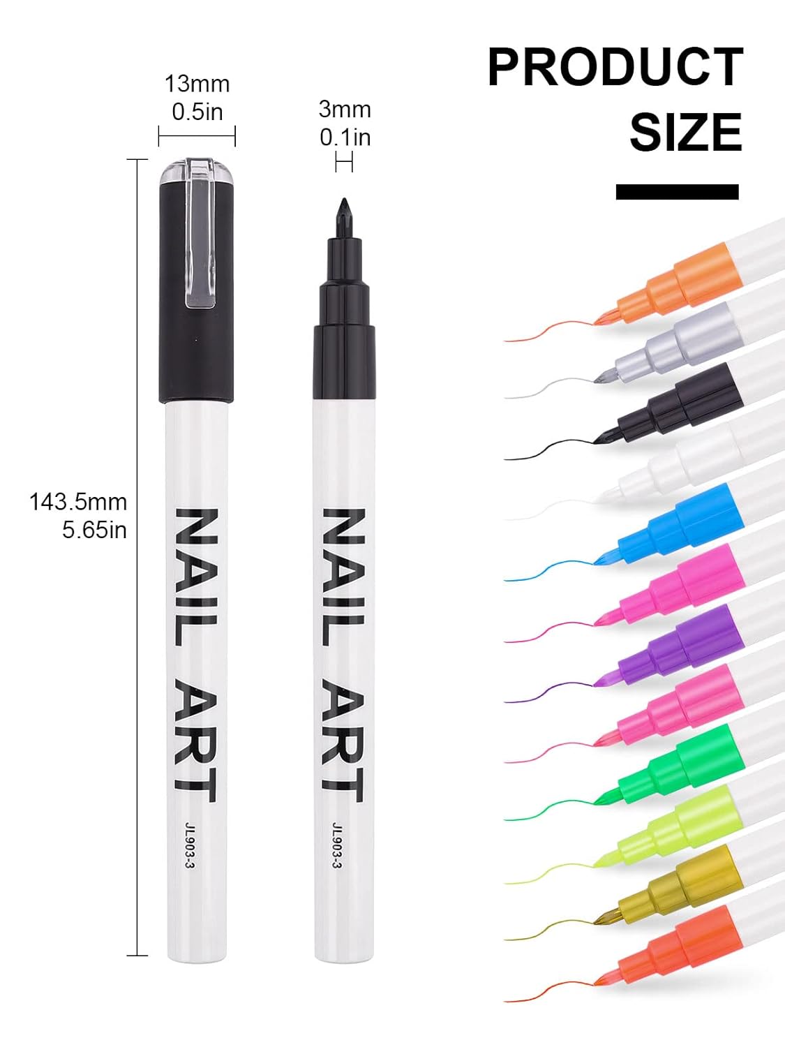 12 Color 3D Nail Art Pens Set, Kalolary Nail Point Graffiti Dotting Pen Drawing Painting Liner Brush for DIY Nail Art Beauty Adorn Manicure Tools-GlimoraGlow