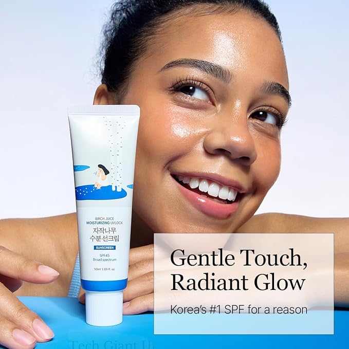 ROUND LAB Birch Juice Moisturizing UV LOCK SPF 45 | NBC No1 SPF, Glow Sunscreen for Daily Skincare, Non-toxic, UV Protection, Lightweight, Oil-Free, Organic, Korean Sunscreen (1.69 Fl Oz)-GlimoraGlow