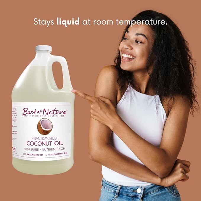 Best of Nature 100% Pure Fractionated Coconut Oil - Liquid MCT Massage & Body Oil, Unscented Moisturizer for Hair, Skin, Face, Aromatherapy Carrier for Essential Oils, 5 Gallon Pail (640 fl oz)-GlimoraGlow