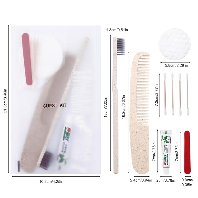 Hygiene Kit, Hygiene Kit Bulk, Travel Hygiene Kit with Toothbrush, Toothpaste, Care Package, Comb, Shower Cap, Individually Packed, Suitable for Hotel, Home, Camping, Travel (20-Pack)-GlimoraGlow