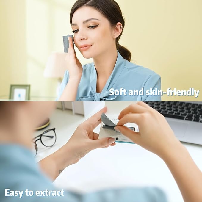 Premium Facial Oil Blotting Paper, 200 Counts - Natural Bamboo Charcoal Face Blotting Sheets, Easy Take Out Design - Top Handy Oil Absorbing Tissues - Oily Skin Care or Make Up Must Have!-GlimoraGlow