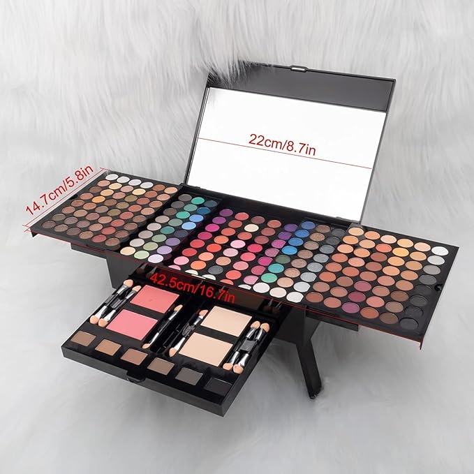 194 Colors Eyeshadow Makeup Palette, Makeup Palette Set with Eyeshadow Blusher Eyebrow Powder Mirror Applicators, All in One Makeup Eye Shadows Cosmetics Gift Kit-GlimoraGlow
