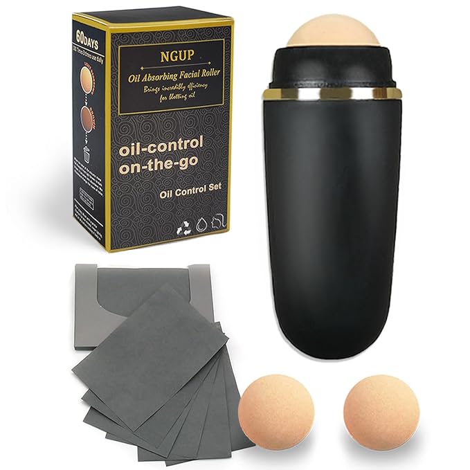 103 PCS Volcanic Roller Oily Skin Oil Control On The Go Volcanic Face Roller Oil Absorbing Volcanic Roller with Oil Blotting Sheet Paper for Oily Skin Care Oil Control Film Tissues (Type2)-GlimoraGlow