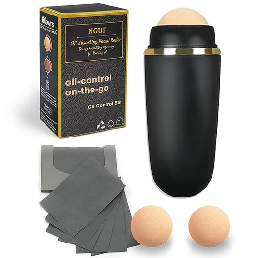 103 PCS Volcanic Roller Oily Skin Oil Control On The Go Volcanic Face Roller Oil Absorbing Volcanic Roller with Oil Blotting Sheet Paper for Oily Skin Care Oil Control Film Tissues (Type2)-GlimoraGlow