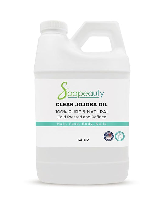 Soapeauty Clear Jojoba Oil | 100% Pure & Natural | Refined, Cold Pressed, Hexane Free | Moisturizing Oil for Skin, Face, Hair & Nails | 64 fl oz-GlimoraGlow