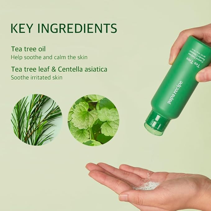 Papa Recipe Tea Tree Control Enzyme Powder Cleanser - Soft Exfoliating Facial Wash for Sensitive Skin (50g, 1.72oz) - Korean Skincare for Soothing, Balancing skin's moisture and oil level-GlimoraGlow