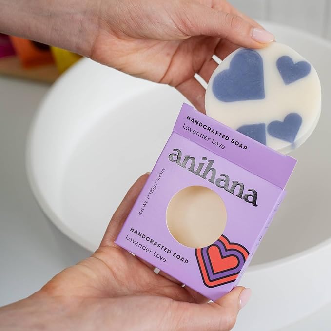 ANIHANA Handcrafted Natural Soap with Coconut Oil, Gentle Cleansing, Paraben Free, Refreshing Lavender Love Scent, 4.23 oz-GlimoraGlow