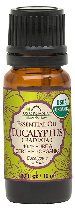 US Organic 100% Pure Eucalyptus Essential Oil (Radiata) - USDA Certified Organic, Steam Distilled - W/Euro droppers (More Size Variations Available) (10 ml / .33 fl oz)-GlimoraGlow