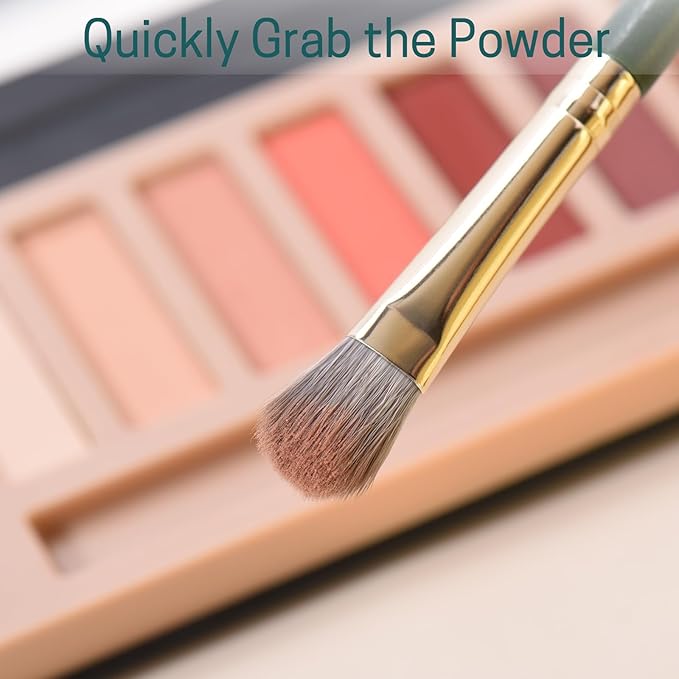 Eyeshadow Makeup Brushes Set with Case 5 PCS Soft Synthetic Hairs Eye Makeup Brushes for Blending Eyebrow Eyeliner Eyeshadow （Green）-GlimoraGlow