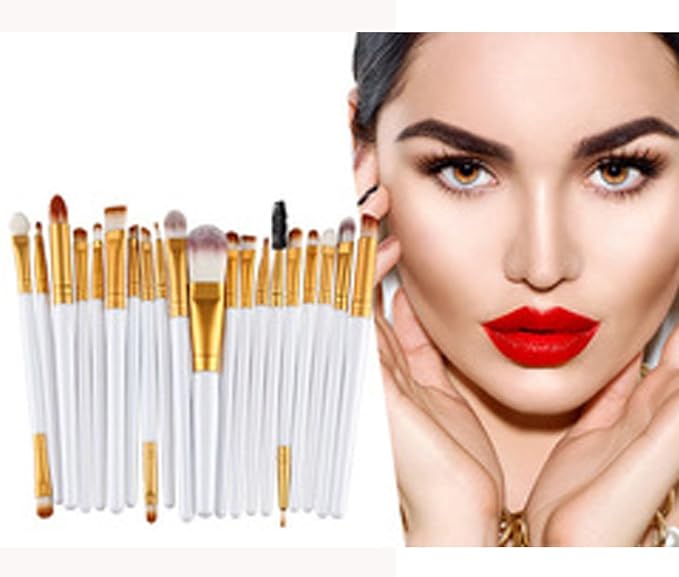 20pc White Eye And 15pc Contour Pallet Eye Makeup Brush Set-GlimoraGlow