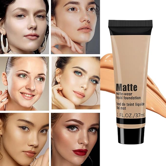 1 Pack Liquid Foundation Cream for Face Makeup,Durable Full Coverage Matte Concealer Make Up,Oil Control & Waterproof Base Primer -1 Fl.Oz-BEIGE 6#-GlimoraGlow