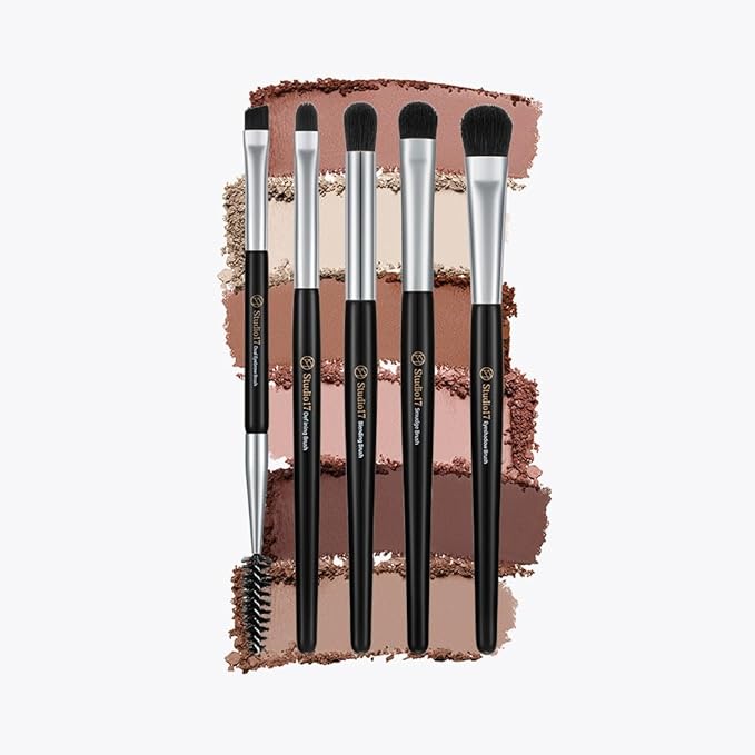 Eye Makeup Brush Set 5 Pcs | Small & Portable Eye Shadow Brushes | Korean Eye Makeup Brushes | Premium Synthetic Bristles for Professionals-GlimoraGlow