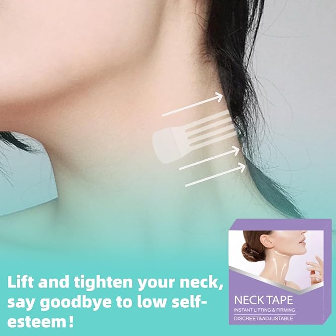 FHH Neck Lifting Tape, Lifting Invisible, Lift Sagging Skin, High Elasticity and Breathability, Suitable for Neck, Face and Jaw (4 Tapes + 20 Patches) A-GlimoraGlow