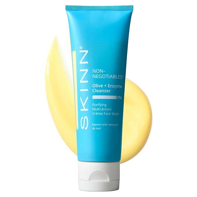 SKINN Daily Evening Face Wash, Multi-Action Cream, Olive & Enzyme Cleanser, 4oz - Facial Cream for Removing Makeup, Impurities & Dead Skin Cells-GlimoraGlow