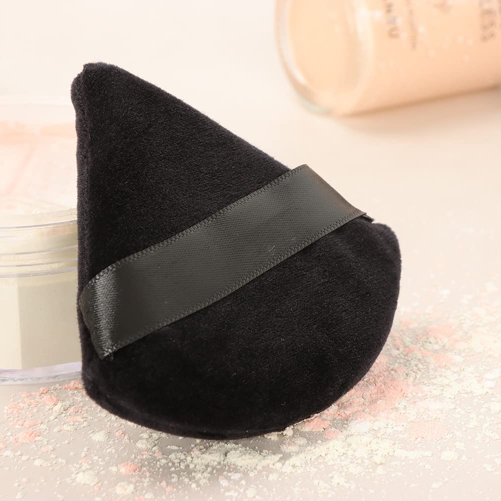 Ocim 10Pcs Triangle Powder Puffs for Face Powder,Soft Velour Triangular Beauty Puff,Makeup Pressed,Baking & Setting Powder Sponge Applicator Pads with Case,Black&Nude-GlimoraGlow