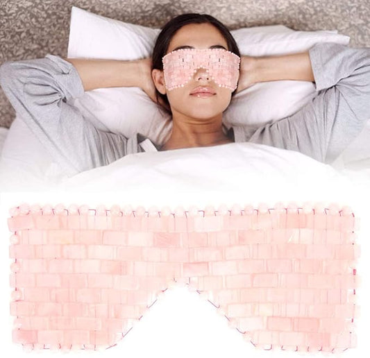 Jade Eye Mask,Jade Stone Cooling Mask,Jade Stones Anti-Aging Cooling Sleeping Eye Mask,Cold Eye Massager Eye Covers for Relief Eye Fatigue(Rose Quartz)-GlimoraGlow