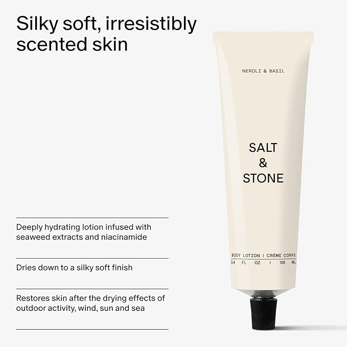 Salt & Stone Body Lotion for Women & Men| Scented Daily Body Lotion | Hydrates, Nourishes & Softens Skin | Restores Dry Skin | Fast-Absorbing | Cruelty-Free & Vegan (100 ml) (Neroli & Basil)-GlimoraGlow