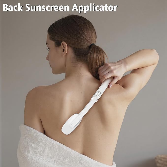 Self Tanner Brushes- Extra Large Blend & Blur Body Kabuki Brush & Back Sunscreen Applicator with Handle, 2 Pcs, Body Makeup Brushes for Legs, Face, Foundation, Tanning, Back Lotion Applicator (Purple)-GlimoraGlow